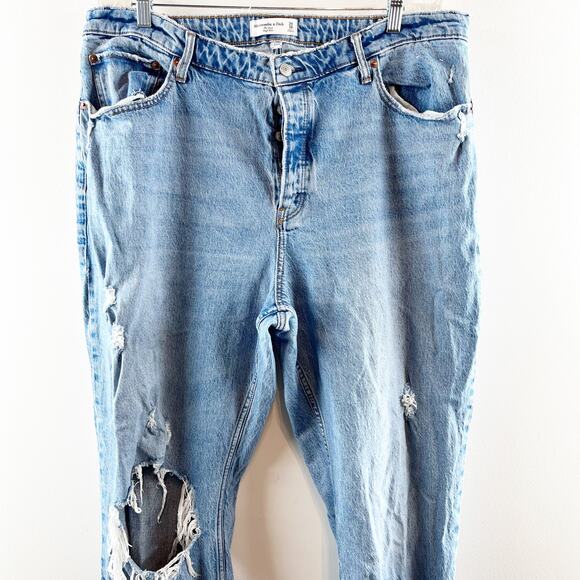 Abercrombie & Fitch The Dad High Rise Curve Love Button Fly Jeans Blue 18 - Picture 5 of 9